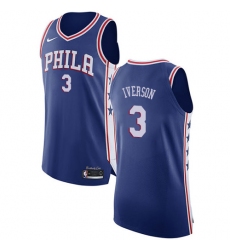 Youth Nike Philadelphia 76ers #3 Allen Iverson Authentic Blue Road NBA Jersey - Icon Edition