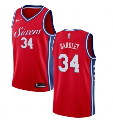 Men's Nike Philadelphia 76ers #34 Charles Barkley Swingman Red Alternate NBA Jersey Statement Edition