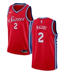 Men's Nike Philadelphia 76ers #2 Moses Malone Authentic Red Alternate NBA Jersey Statement Edition