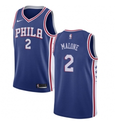 Men's Nike Philadelphia 76ers #2 Moses Malone Swingman Blue Road NBA Jersey - Icon Edition