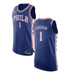 Men's Nike Philadelphia 76ers #1 Justin Anderson Authentic Blue Road NBA Jersey - Icon Edition