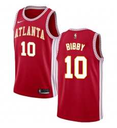 Men's Nike Atlanta Hawks #10 Mike Bibby Authentic Red NBA Jersey Statement Edition