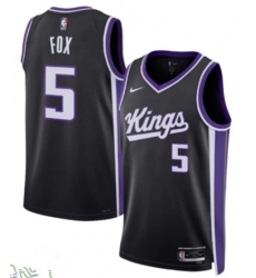 Men's Sacramento Kings #5 De'Aaron Fox Black Icon Edition Swingman Stitched Basketball Jersey