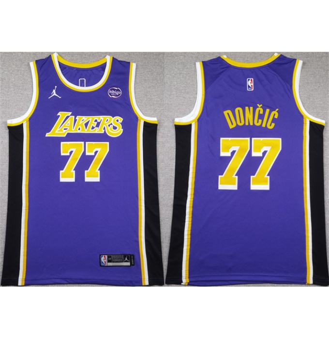 Men's Los Angeles Lakers #77 Luka Doncic Puple 2025 Stitched Basketball Jersey