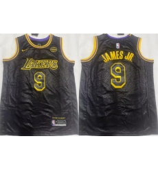 Men's Los Angeles Lakers #9 Bronny James Jr. Black 2024 Draft Stitched Basketball Jersey