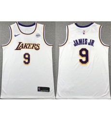 Men's Los Angeles Lakers #9 Bronny James Jr. White 2024 Draft Icon Edition Stitched Basketball Jersey