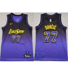 Youth Los Angeles Lakers #77 Luka Doncic Purple 2024 25 City Edition Stitched Basketball Jersey