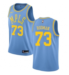 Men's Nike Los Angeles Lakers #73 Dennis Rodman Authentic Blue Hardwood Classics NBA Jersey