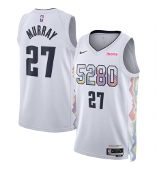 Men's Denver Nuggets #27 Jamal Murray White 2024-25 City Edition Stitched Basketball Jersey