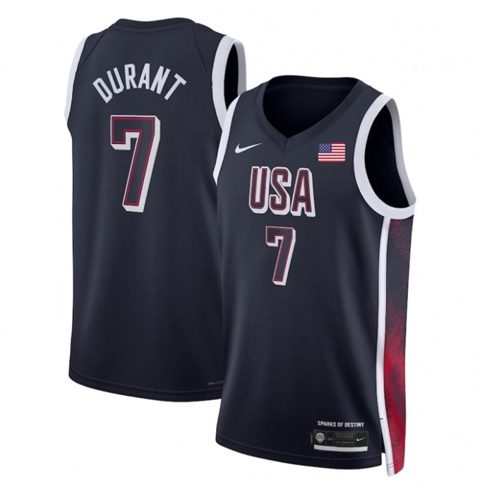 Men's USA Basketball #7 Kevin Durant Navy 2024 Swingman Stitched Jersey