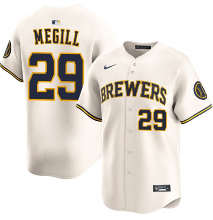 Men's Milwaukee Brewers #29 Trevor Megill Cream 2025 Limited Stitched Baseball Jersey