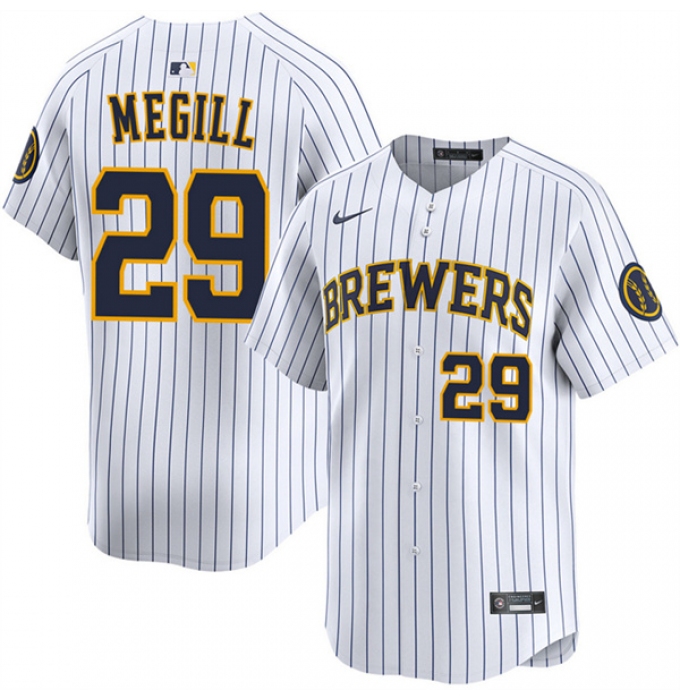 Men's Milwaukee Brewers #29 Trevor Megill White Alternate Limited Stitched Baseball Jersey