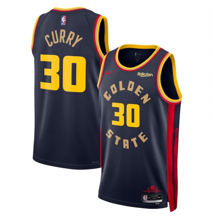 Men's Golden State Warriors #30 Stephen Curry Navy 2024-25 City Edition Stitched Basketball Jersey