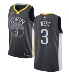 Men's Nike Golden State Warriors #3 David West Swingman Black Alternate NBA Jersey - Statement Edition