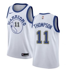 Men's Nike Golden State Warriors #11 Klay Thompson Swingman White Hardwood Classics NBA Jersey