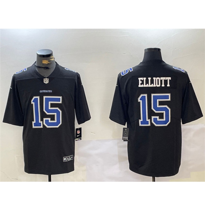 Men's Dallas Cowboys #15 Ezekiel Elliott Black Throwback Vapor Untouchable Limited Stitched Jersey