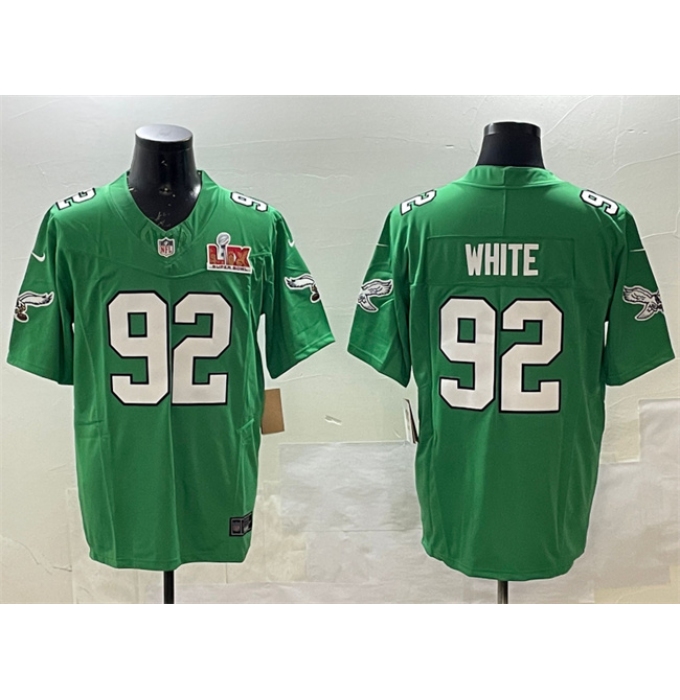 Men's Philadelphia Eagles #92 Reggie White Green 2025 Super Bowl LIX F.U.S.E. Throwback Vapor Untouchable Limited Stitched Football Jersey