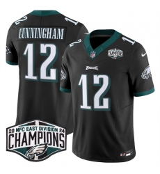 Men's Philadelphia Eagles #12 Randall Cunningham Black 2024 NFC East Champions F.U.S.E. Vapor Untouchable Limited Stitched Football Jersey