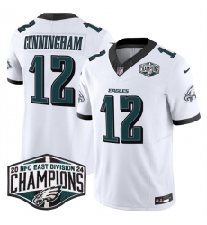 Men's Philadelphia Eagles #12 Randall Cunningham White 2024 New NFC East Champions F.U.S.E. Vapor Untouchable Limited Stitched Football Jersey