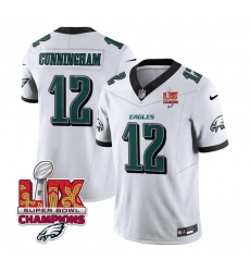 Men's Philadelphia Eagles #12 Randall Cunningham White 2025 Eagles Logo Super Bowl LIX New F.U.S.E. Vapor Limited Football Stitched Jersey