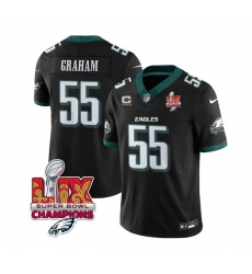 Men's Philadelphia Eagles #55 Brandon Graham Black 2025 Eagles Logo Super Bowl LIX And 4-Star C New F.U.S.E. Vapor Limited Football Stitched Jersey