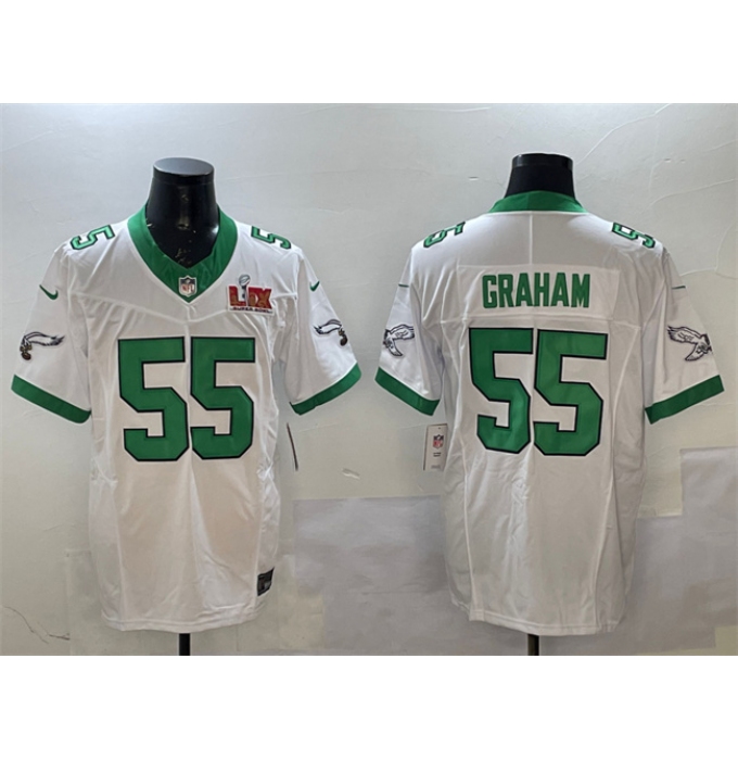 Men's Philadelphia Eagles #55 Brandon Graham White 2025 Super Bowl LIX F.U.S.E. Vapor Untouchable Limited Stitched Football Jersey