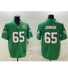 Men's Philadelphia Eagles #65 Lane Johnson Green 2025 Super Bowl LIX F.U.S.E. Throwback Vapor Untouchable Limited Football Stitched Jersey