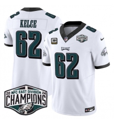 Men's Philadelphia Eagles #62 Jason Kelce White 2024 NFC Est Champions With 4-Star C F.U.S.E. Vapor Untouchable Limited Stitched Football Jersey