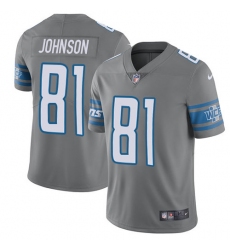Men's Nike Detroit Lions #81 Calvin Johnson Elite Steel Rush Vapor Untouchable NFL Jersey