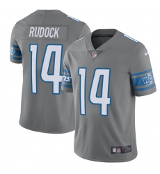 Men's Nike Detroit Lions #14 Jake Rudock Elite Steel Rush Vapor Untouchable NFL Jersey