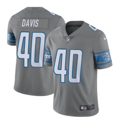 Men's Nike Detroit Lions #40 Jarrad Davis Elite Steel Rush Vapor Untouchable NFL Jersey