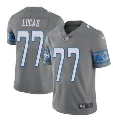 Men's Nike Detroit Lions #77 Cornelius Lucas Elite Steel Rush Vapor Untouchable NFL Jersey