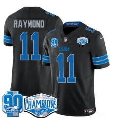 Men's Detroit Lions #11 Kalif Raymond Black 2024 NFC North Champions 90th Anniversary F.U.S.E. Vapor Limited Stitched Jersey