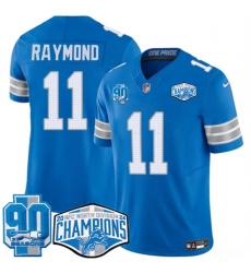 Men's Detroit Lions #11 Kalif Raymond Blue 2024 NFC North Champions 90th Anniversary F.U.S.E. Vapor Limited Stitched Jersey