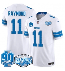 Men's Detroit Lions #11 Kalif Raymond White 2024 NFC North Champions 90th Anniversary F.U.S.E. Vapor Limited Stitched Jersey