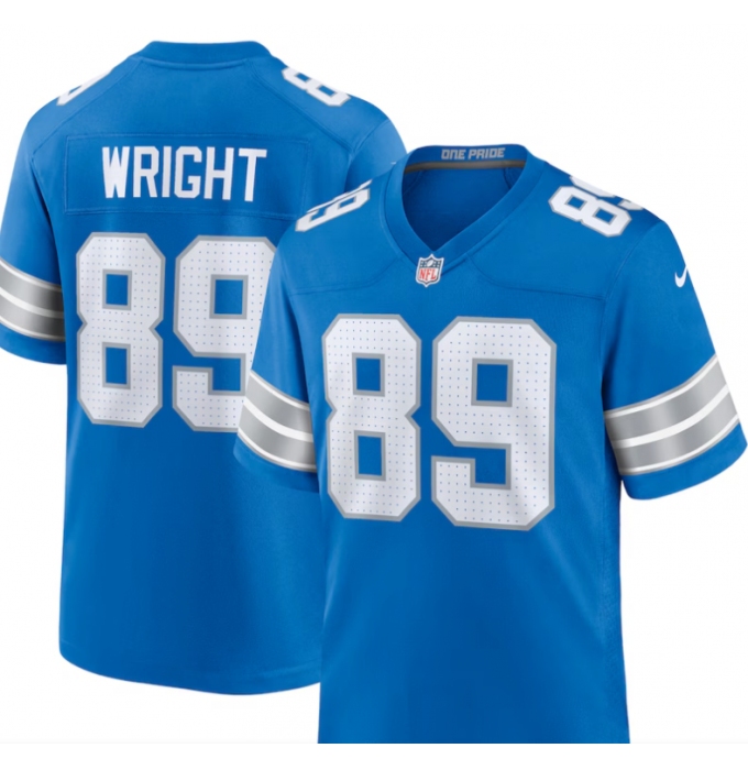 Men's Detroit Lions  #89 Brock Wright Blue Vapor Stitched Nike NFL Jersey