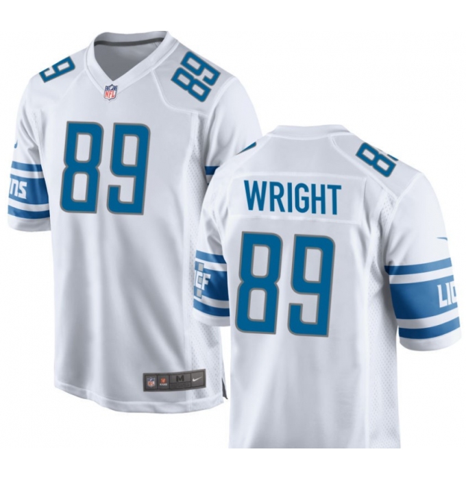 Men's Detroit Lions  #89 Brock Wright White Vapor Stitched Nike NFL Jersey