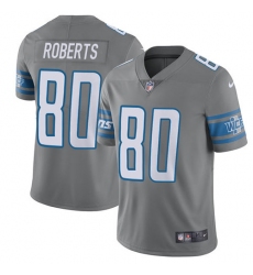 Men's Nike Detroit Lions #80 Michael Roberts Elite Steel Rush Vapor Untouchable NFL Jersey