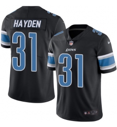 Men's Nike Detroit Lions #31 D.J. Hayden Elite Black Rush Vapor Untouchable NFL Jersey