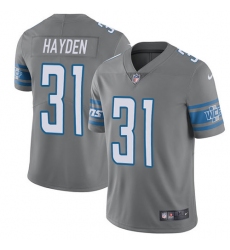 Men's Nike Detroit Lions #31 D.J. Hayden Elite Steel Rush Vapor Untouchable NFL Jersey