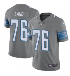 Men's Nike Detroit Lions #76 T.J. Lang Elite Steel Rush Vapor Untouchable NFL Jersey