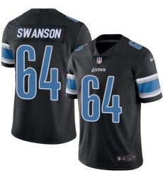 Men's Nike Detroit Lions #64 Travis Swanson Elite Black Rush Vapor Untouchable NFL Jersey