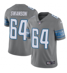 Men's Nike Detroit Lions #64 Travis Swanson Elite Steel Rush Vapor Untouchable NFL Jersey