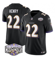 Men's Baltimore Ravens #22 Derrick Henry Black F.U.S.E 2024 AFC North Division Champions Vapor Limited Football Jersey