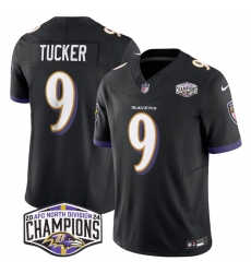 Men's Baltimore Ravens #9 Justin Tucker Black F.U.S.E 2024 AFC North Division Champions Vapor Limited Football Jersey