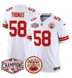 Men's Kansas City Chiefs #58 Derrick Thomas White F.U.S.E. 2024 AFC West Division Champions Vapor Limited Stitched Football Jersey