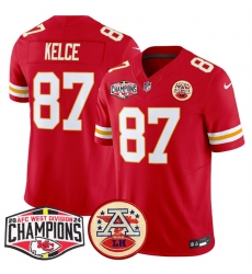 Men's Kansas City Chiefs #87 Travis Kelce Red F.U.S.E. 2024 AFC West Division Champions Vapor Limited Stitched Football Jersey